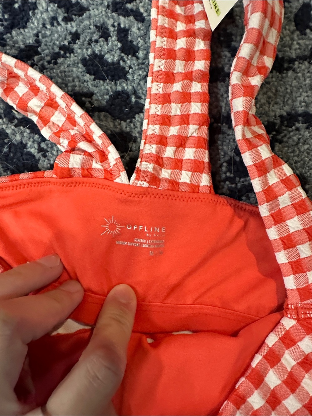 NWT OFFLINE BY ARRIE Red Gingham Crop Top with Wide Straps SIZE M - Picture 4 of 6